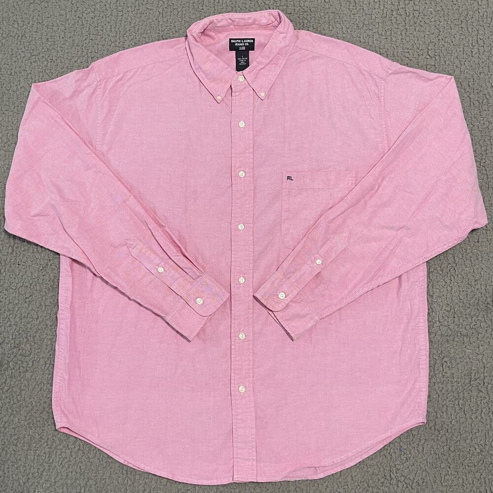 Ralph Lauren Jeans Co. Shirt Mens L Pink Long Sleeve Button Up